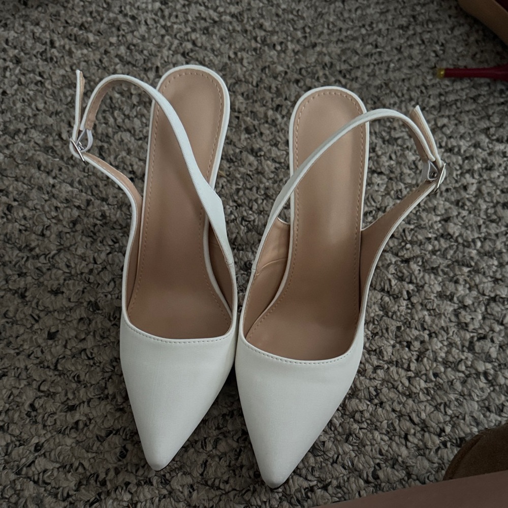 Elegant White Slingback Heels